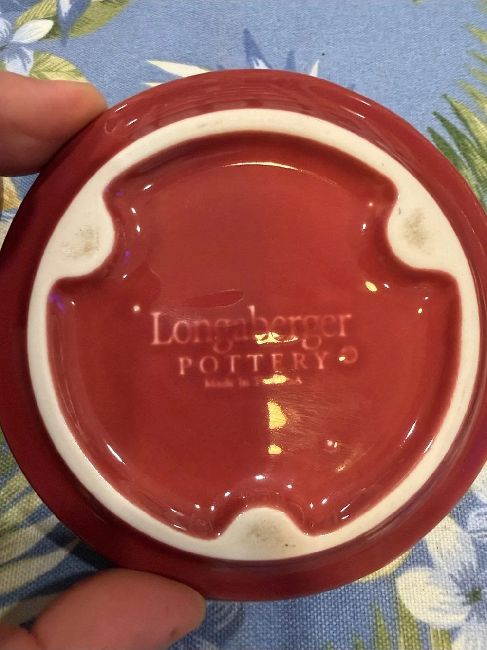 Longaberger Red Glazed Ceramic Kitchen Canister with Lid